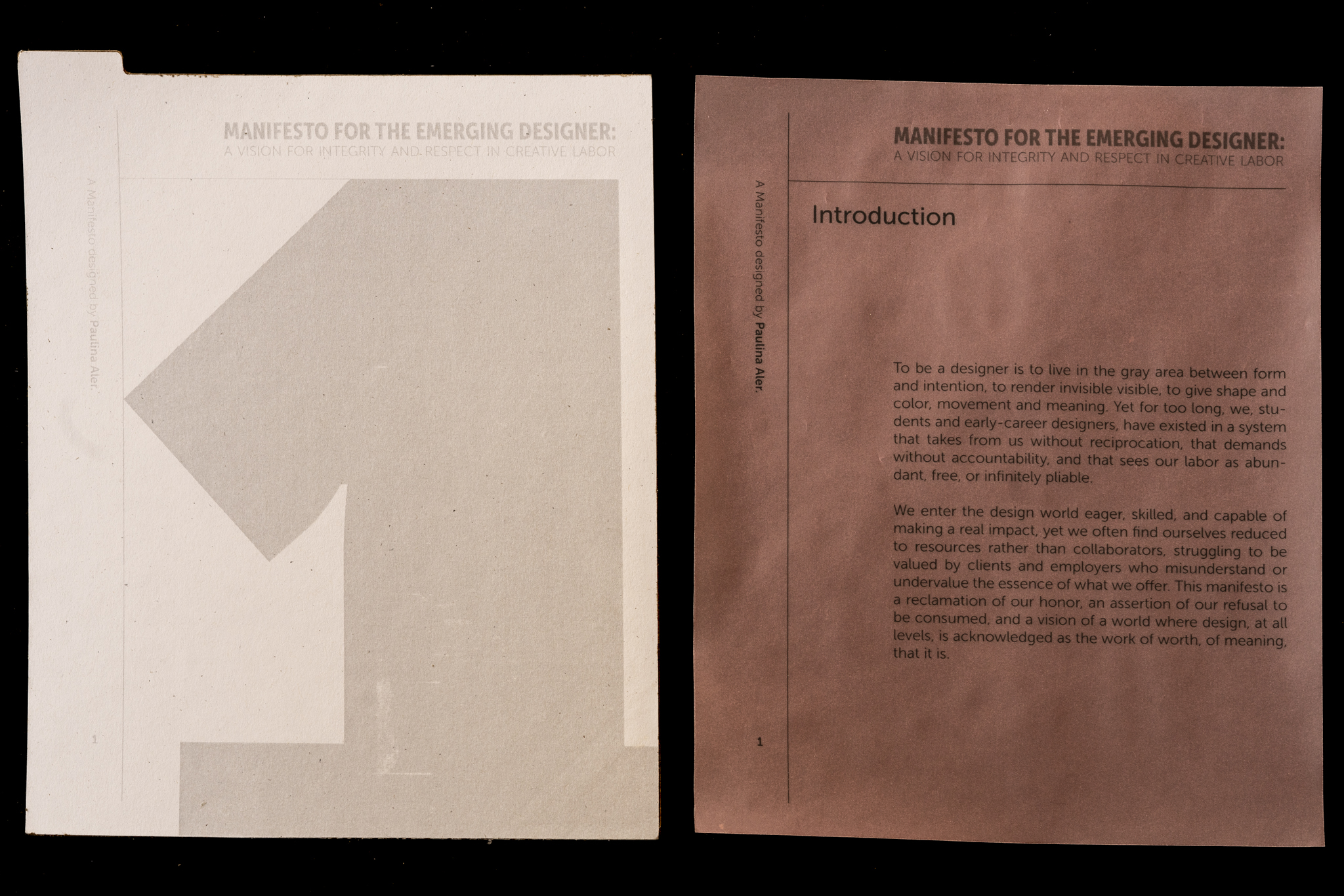 two page layout for manifesto project